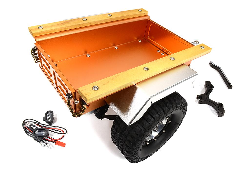 Realistic Leaf Spring 1/10 Size Utility Box Trailer for Scale Crawler Truck C25800ORANGE
