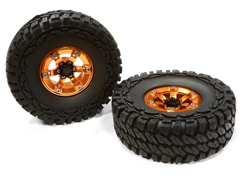 High Mass Billet 6 Spoke SQ 1.9 Wheel & Tire (2) for Scale Crawler (O.D.=113mm) C26178ORANGE