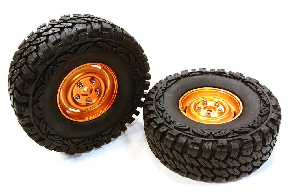 Composite 4L Type 1.9 Size Wheel & Tire (2) for 1/10 Scale Crawler (O.D.=113mm) C26376ORANGE