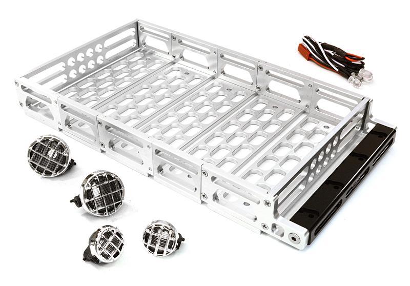 Realistic 1/10 Scale Alloy Luggage Tray 192x106x24mm with 4 LED Spot Light Set C26900SILVER