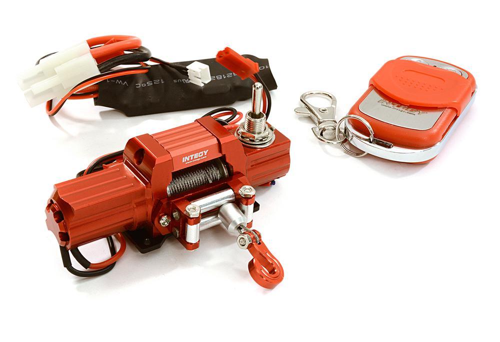 Billet Machined T8 Realistic Mega Winch w/ Remote for Scale Crawler 1/10 Size C27289RED