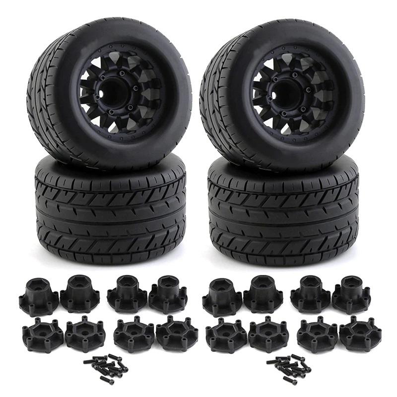 1/10 Size Wheel for 12mm & 14mm Hex & Tire Set (4) OD=118mm W=69mm C32376BLACK