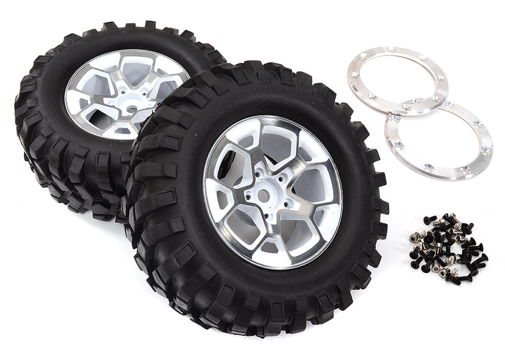 Realistic Alloy 1.9 Wheel & Tire (2) 405g Total for Scale Crawler (O.D.=97mm) C32923WHITE