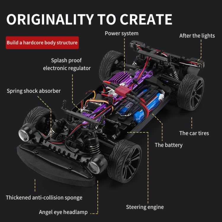 JJR/C Q142 Full Scale Electric Four-wheel Drive Muscle High Speed Drift RC Car(Grey)