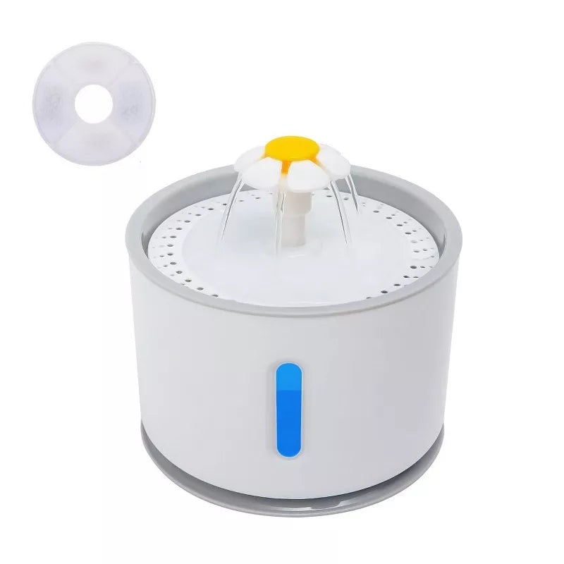Automatic Pet Cat Water Fountain with LED Lighting 5 Pack Filters 2.4L USB