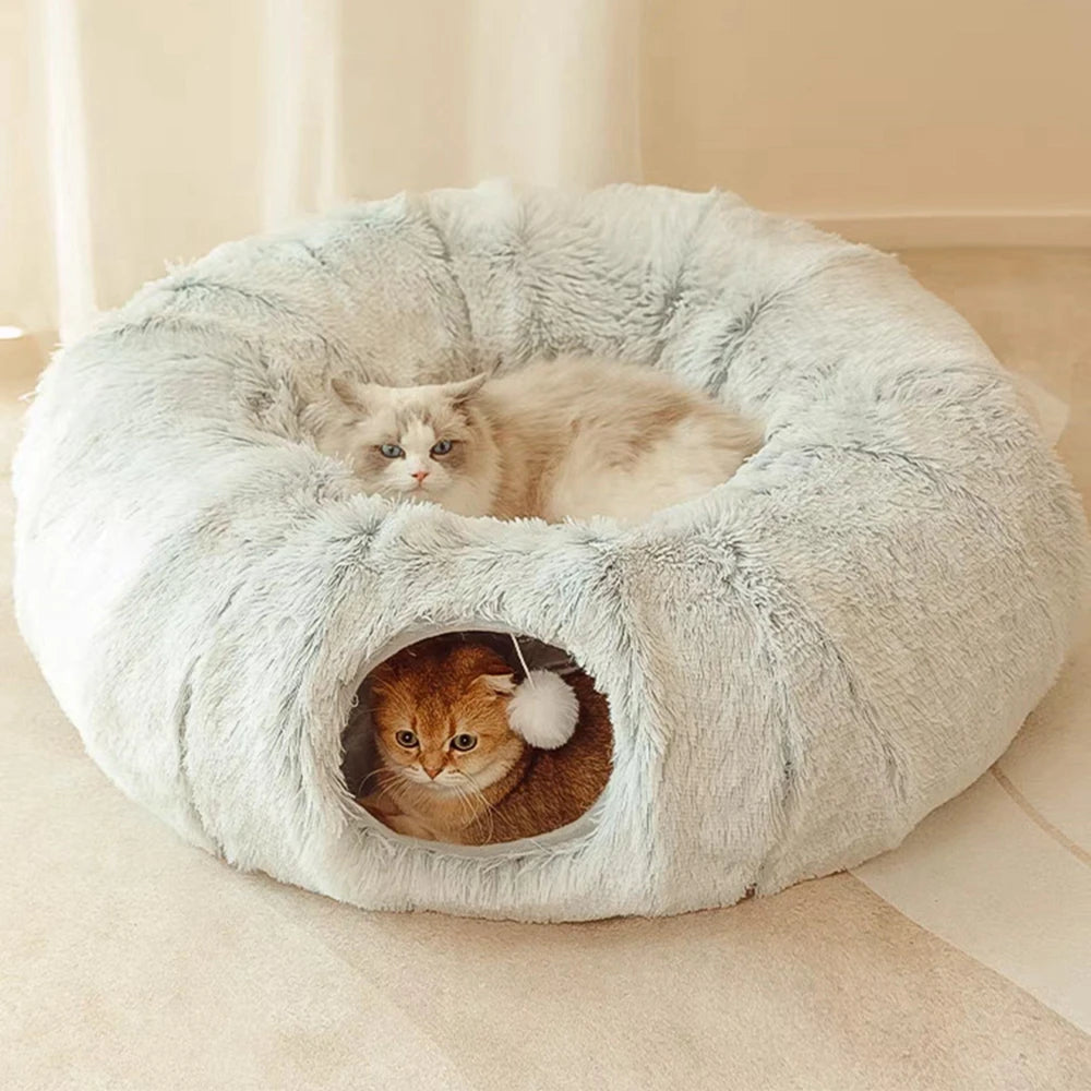 Plush Pet Donut Pet Cat Tunnel Bed Kennel Nest Cave