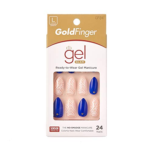 Kiss Gold Finger Posh Queen 24 Full Cover Nails Glue On Included Losh [Gf84]