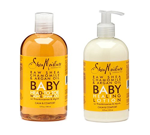 Shea Moisture Raw Shea Chamomile & Argan Oil Baby Wash & Shampoo And Baby Healing Lotion (2Pc Combo)