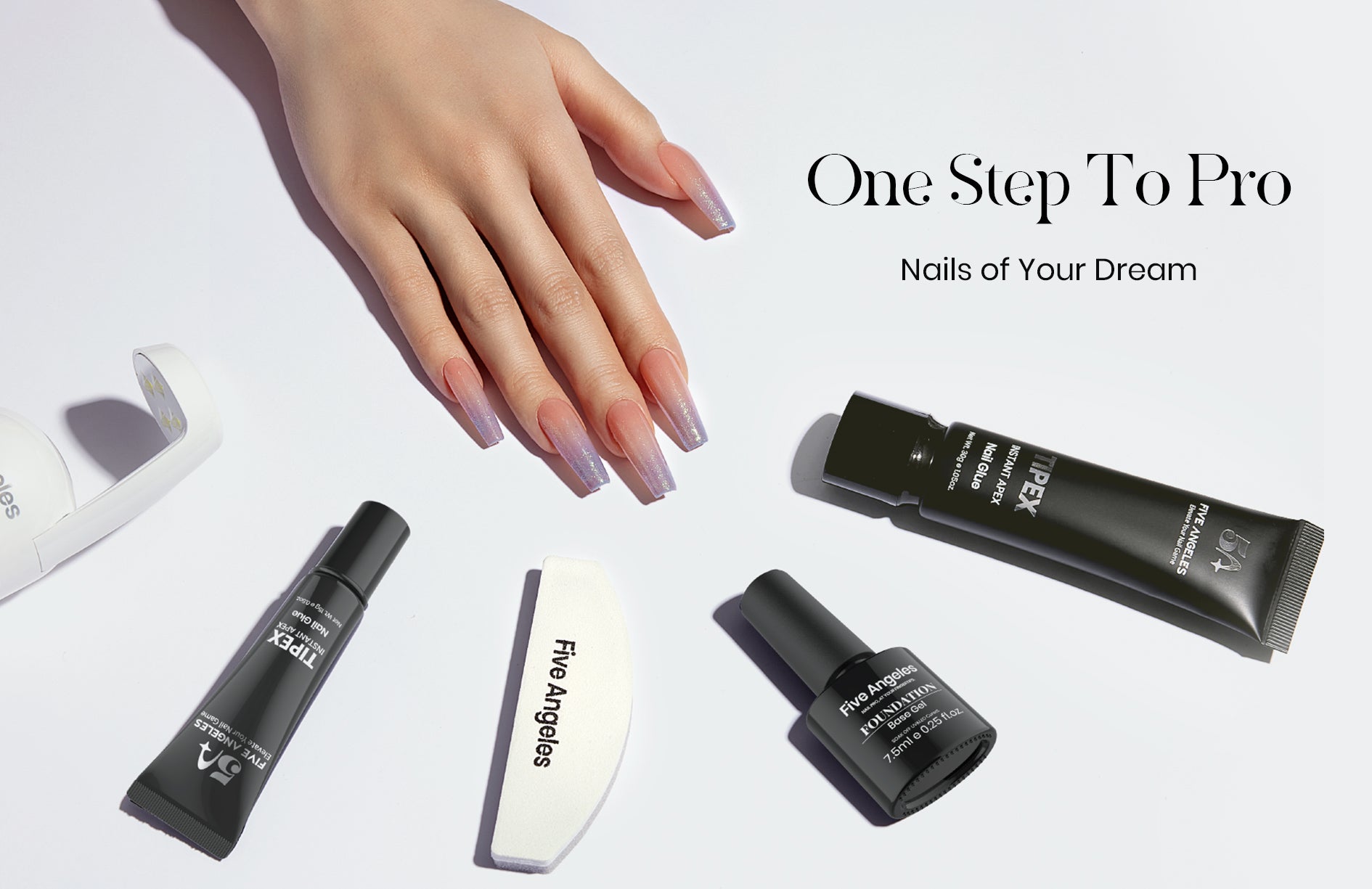 Tipex PreSculpted Acrylic Nail Tips Manicure Kit Five Angeles