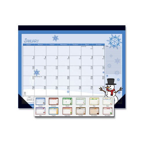 Recycled Academic Year Desk Pad Calendar, Earthscapes Seasonal Artwork, 22 X 17, Black Binding, 12-month (july-june): 2022-23