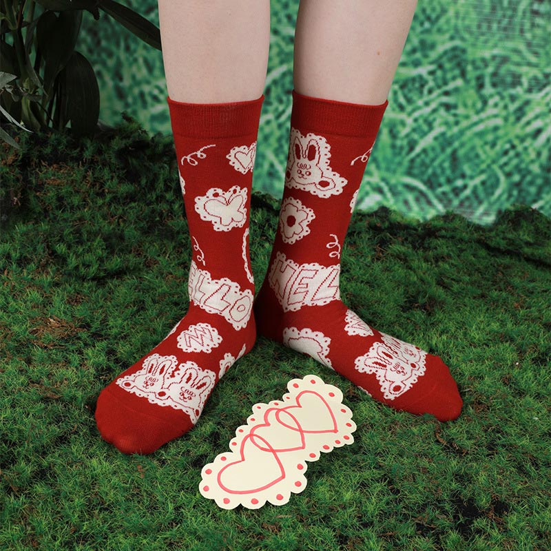 Plus Size Rabbit Series Quarter Socks(5 Pairs)