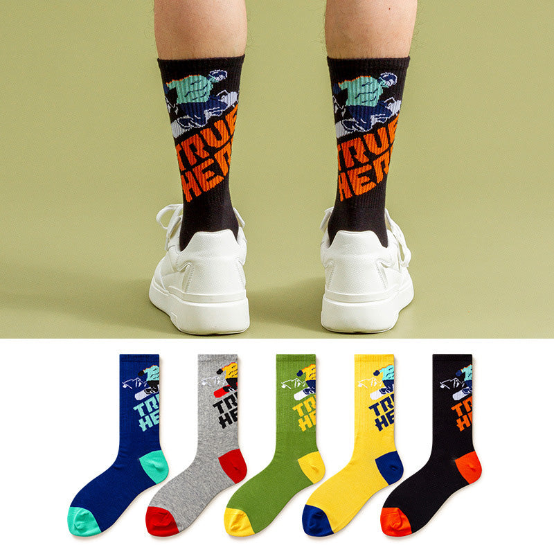 Plus Size Skateboarding Quarter Socks(5 Pairs)