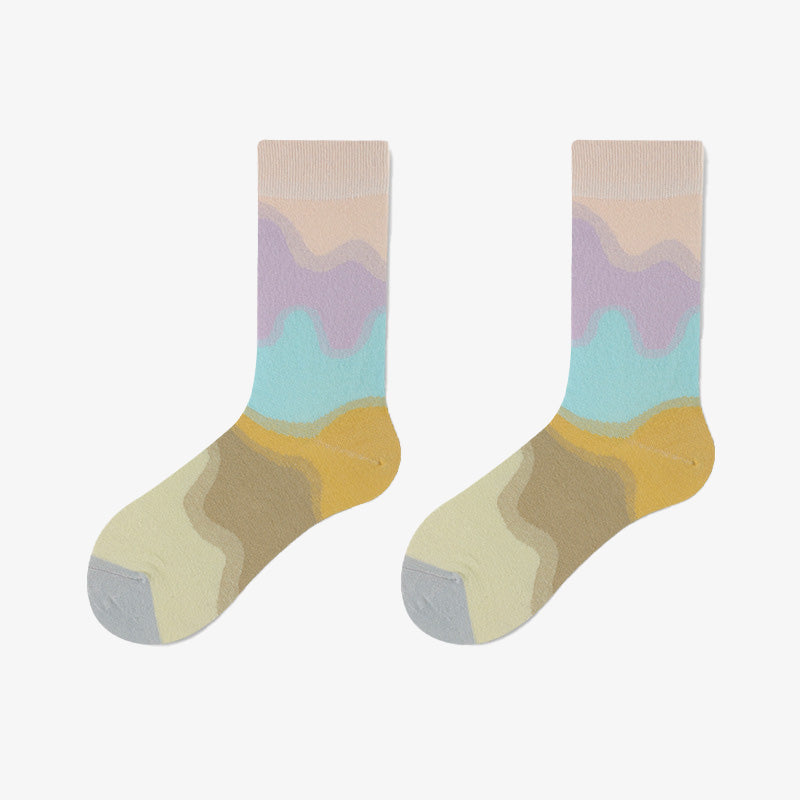 Plus Size Ripple Crew Socks(5 Pairs)