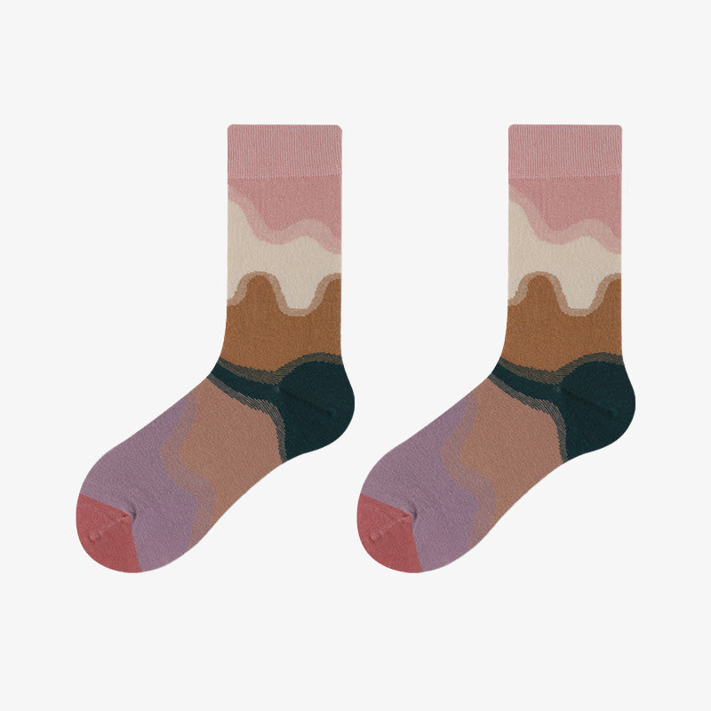 Plus Size Ripple Crew Socks(5 Pairs)