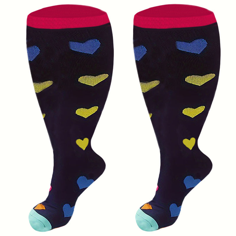 Plus Size Polka Dot Stripes Compression Socks(3 Pairs)