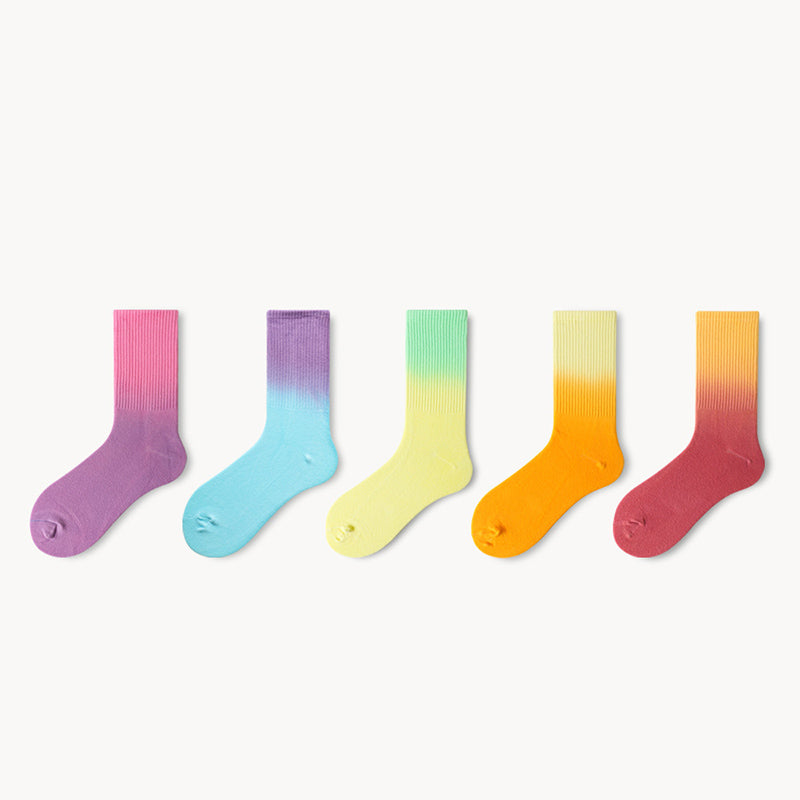 Plus Size Fashion Gradient Color Quarter Socks(5 Pairs)