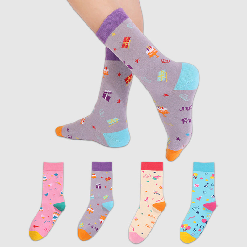 Plus Size Birthday Quarter Socks(4 Pairs)