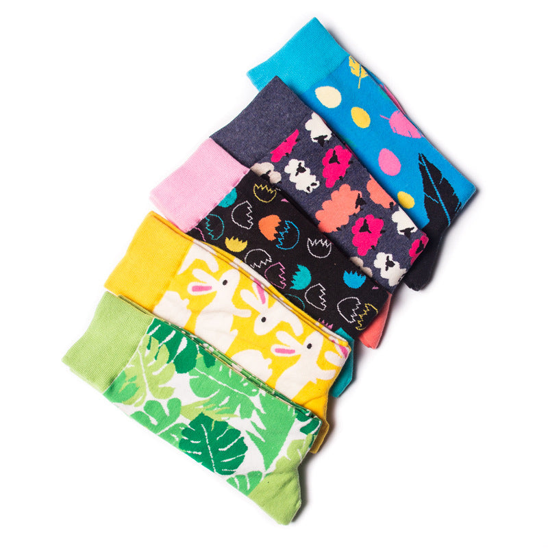 Plus Size Easter Eggs Quarter Socks(5 Pairs)