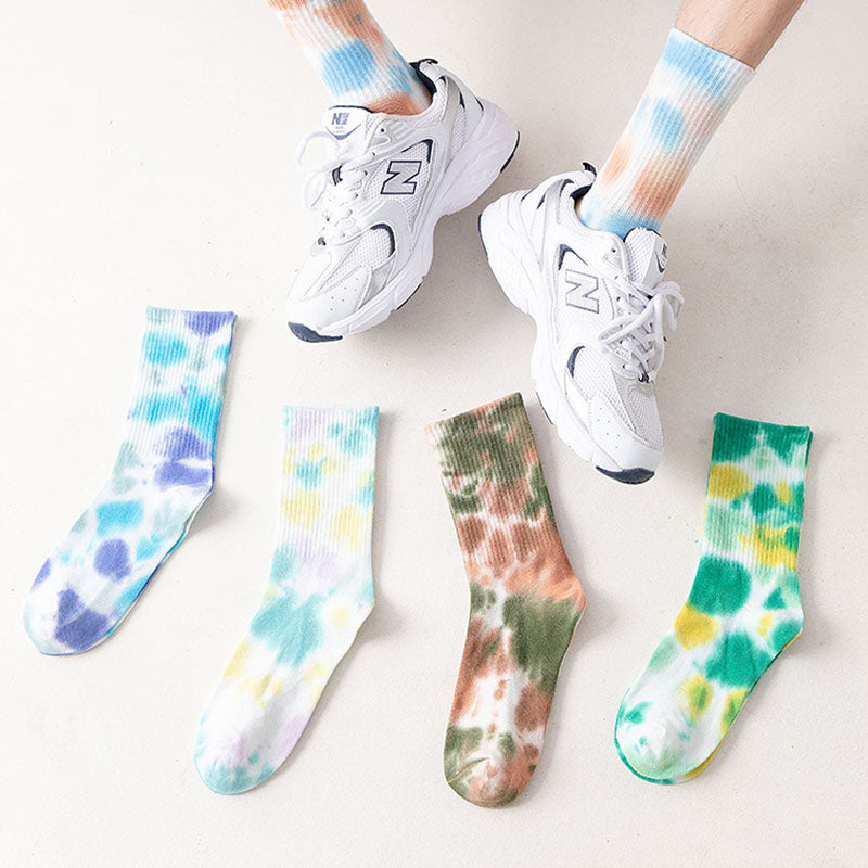 Plus Size Color Tie Dye Quarter Socks(5 Pairs)