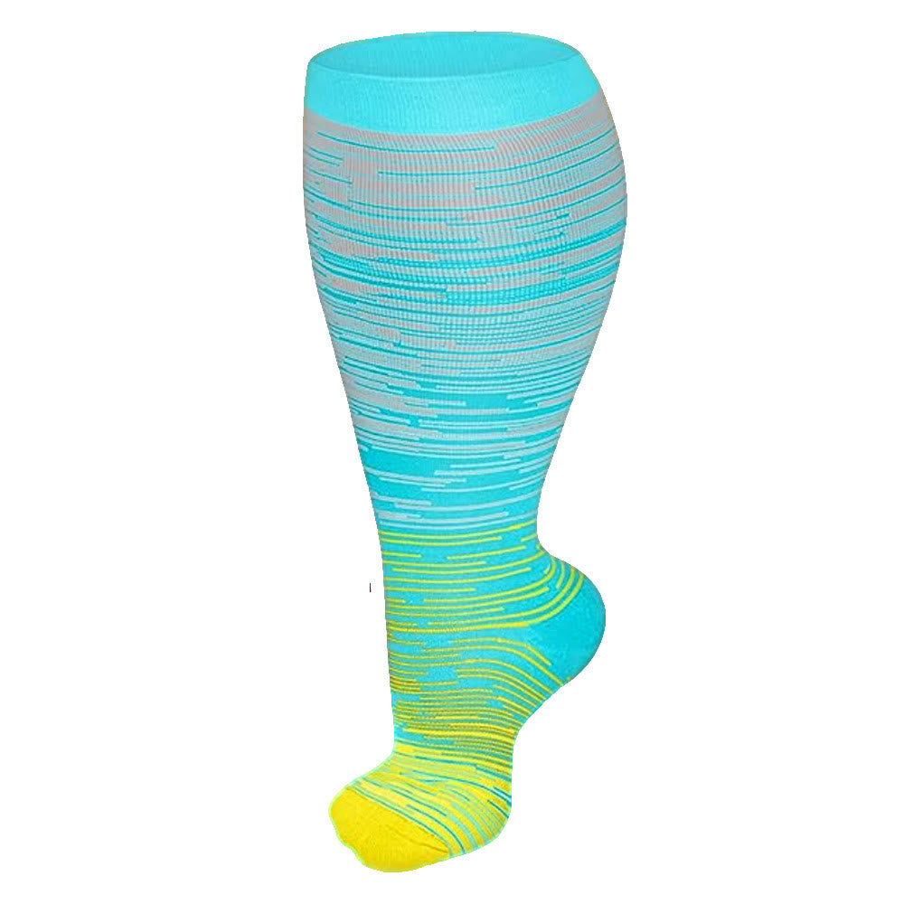 2XL-7XL Plus Size Bright Stripe Compression Socks