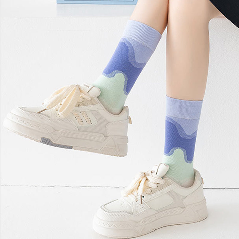 Plus Size Ripple Crew Socks(5 Pairs)