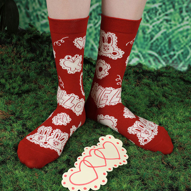 Plus Size Rabbit Series Quarter Socks(5 Pairs)