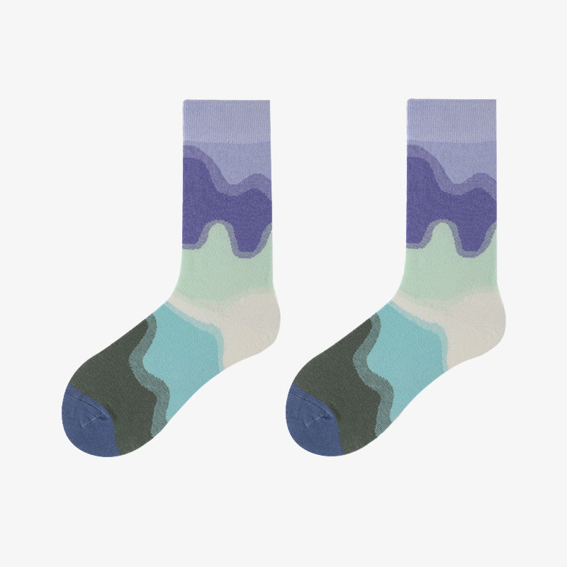 Plus Size Ripple Crew Socks(5 Pairs)