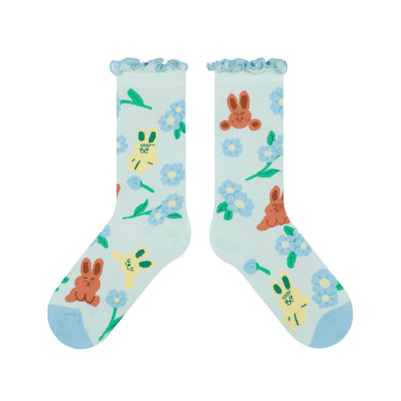 Plus Size Rabbit Series Quarter Socks(5 Pairs)