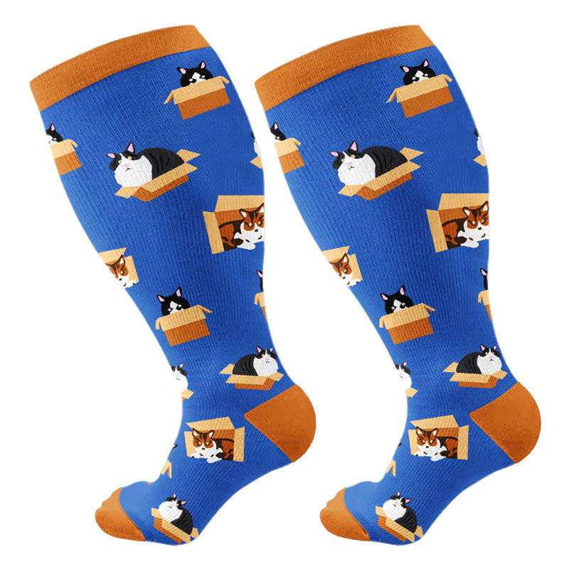 Plus Size Cute Dog Cat Compression Socks(3 Pairs)