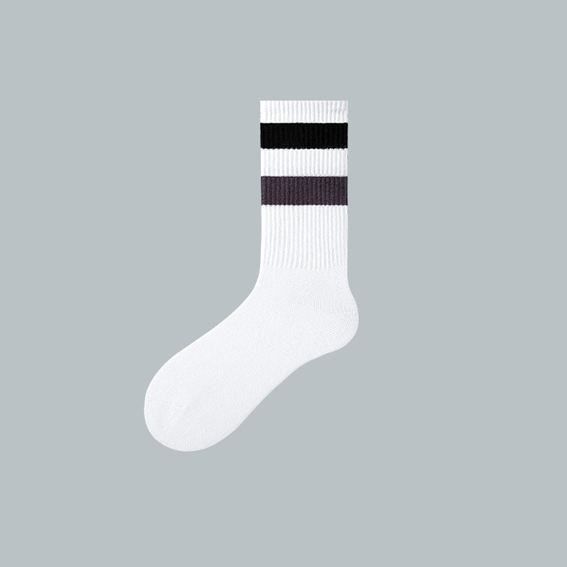 Plus Size Solid Color Stripes Quarter Socks(4 Pairs)