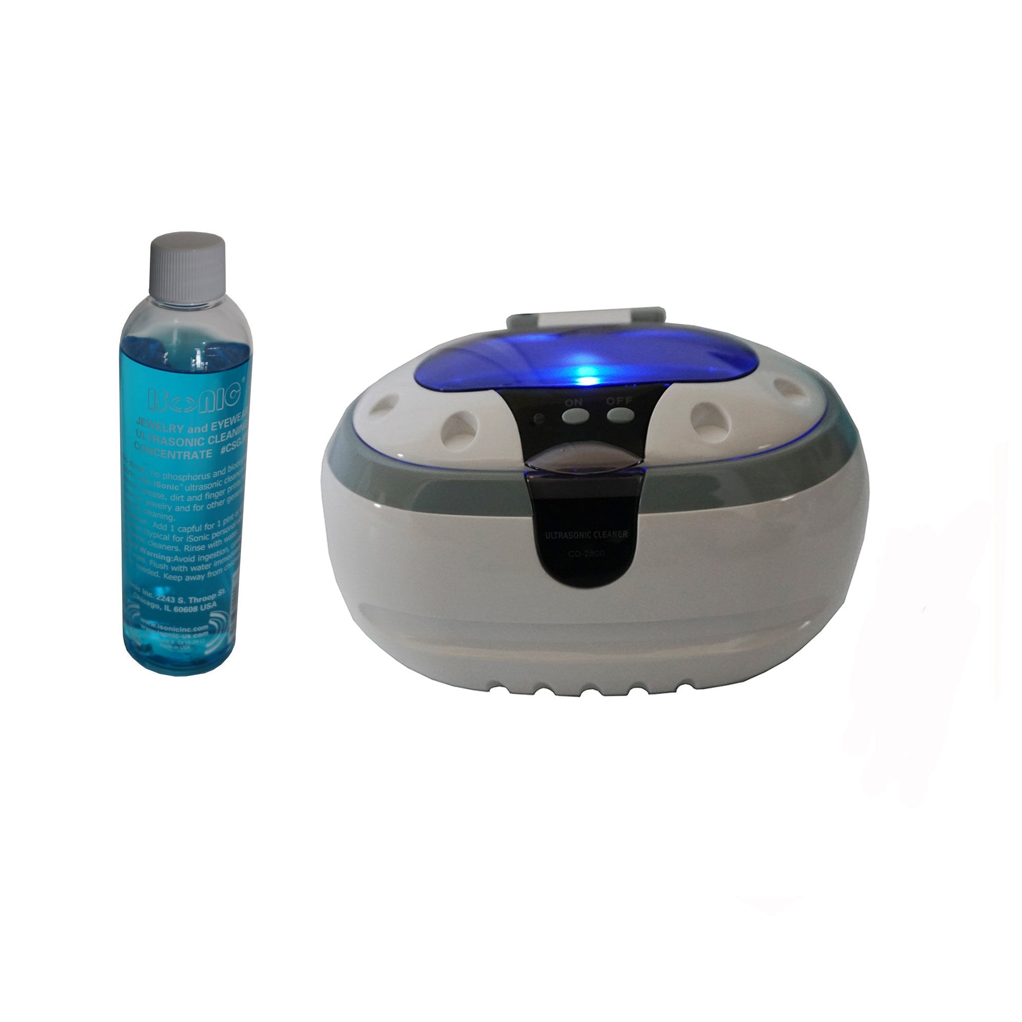 CD2800 (almost new)+CSGJ01 | iSonic? Personal Ultrasonic Cleaner with Jewelry/Eyewear Cleaning Solution Concentrate CSGJ01, 8OZ