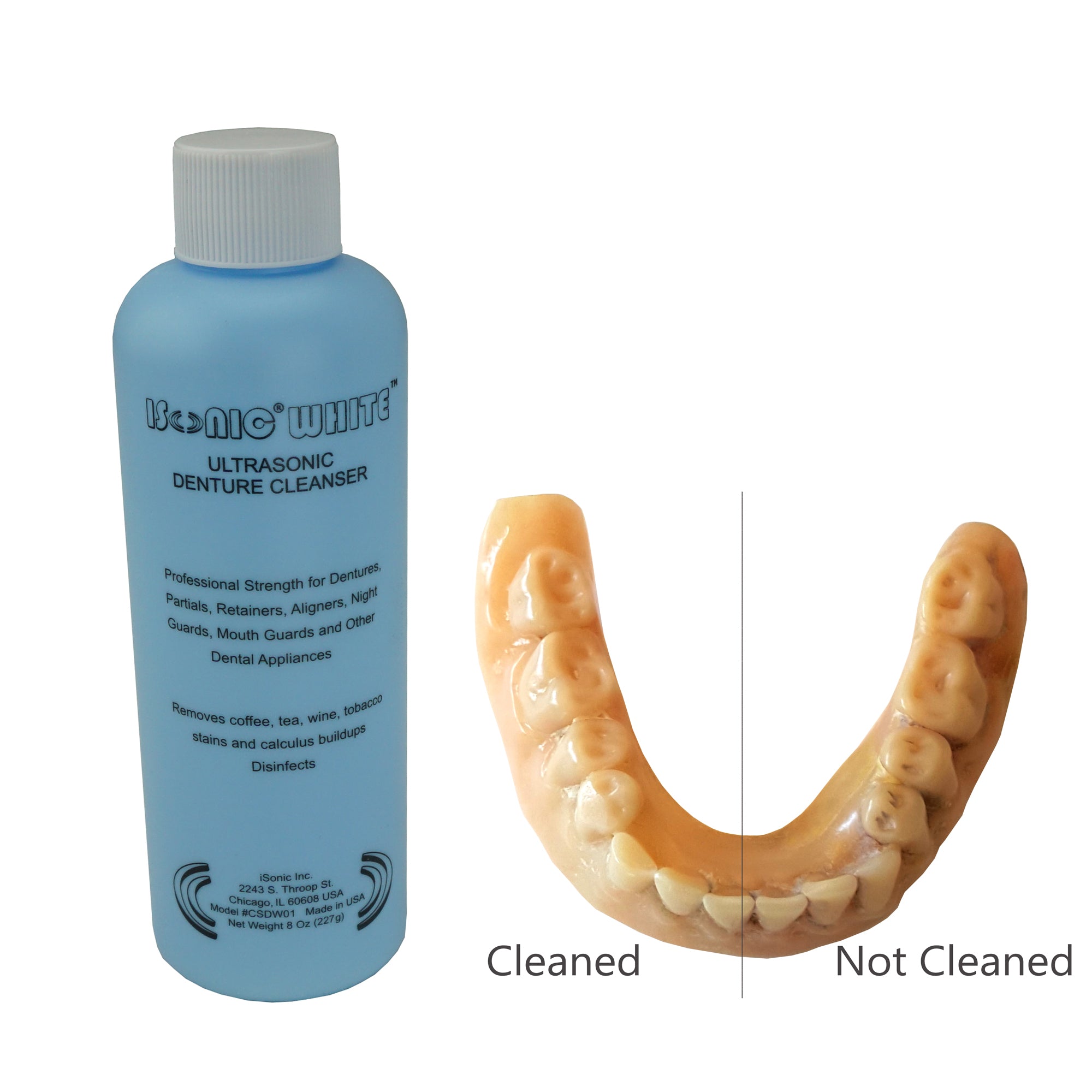 CSDW01 | iSonic? White Denture/Retainer Cleaning Crystal to remove stains and buildups