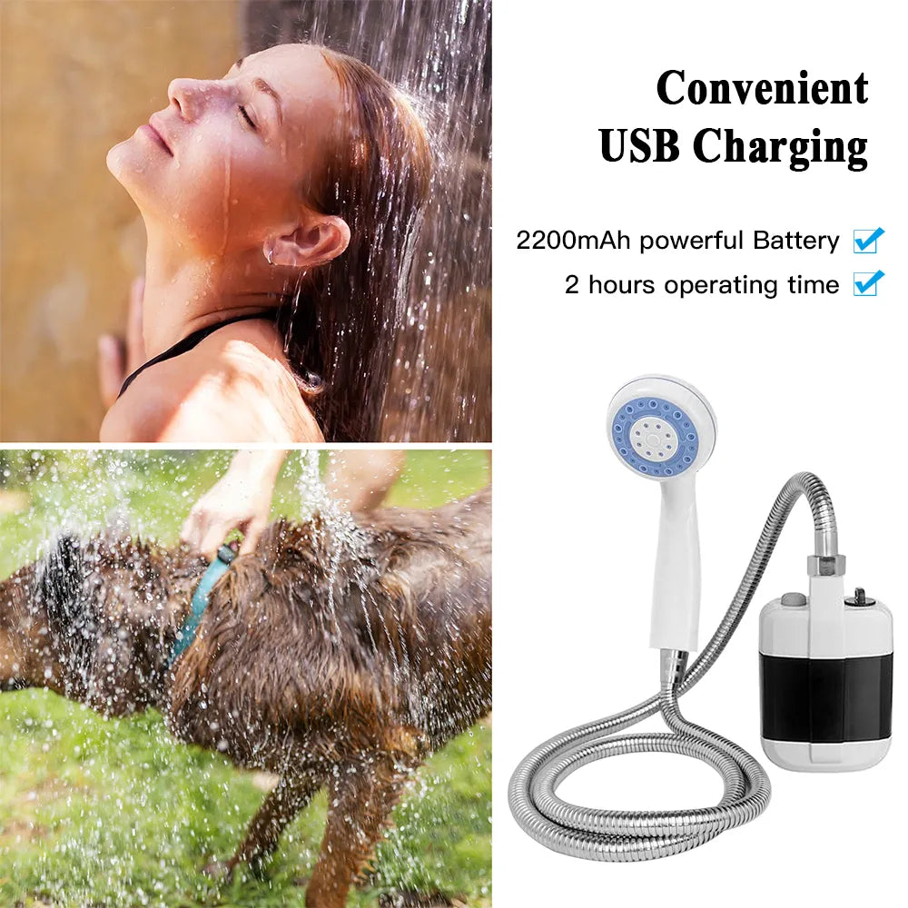Compact Handheld Rechargeable Camping Shower - Portable Electric Showerhead for Outdoor Use
