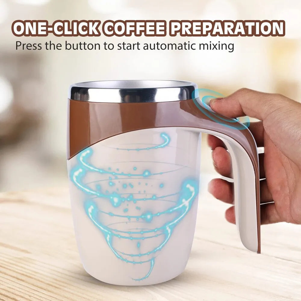 Eco-Friendly Automatic Electric Rechargeable Stainless Steel Magnetic Coffee Mug with Lid USB Charging and Magnetic Stirring Mechanism