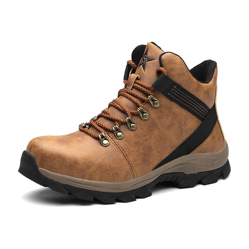 ZG Unisex Genuine Leather Steel Toe Hiking Boots - Lightweight Shock Absorbing Puncture Resistant Skid-Proof