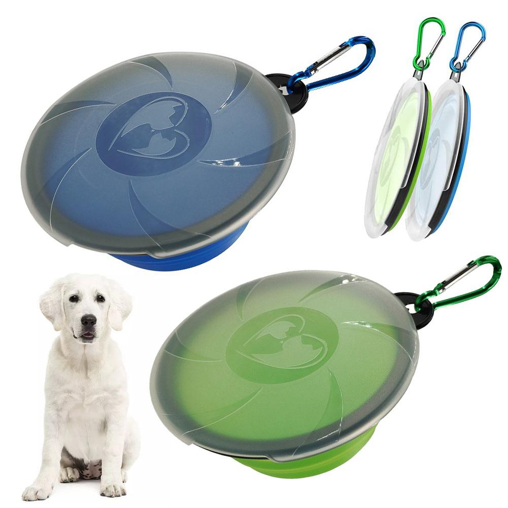 Durable Collapsible Dog Bowl with Lid and Food Container with Carabiner for Convenient Transport