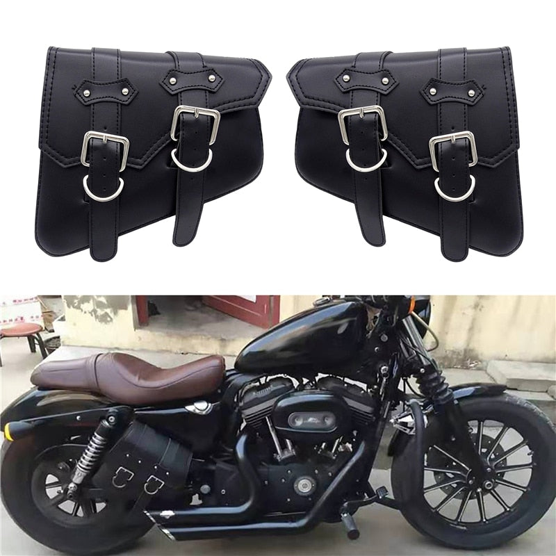 Durable Waterproof PU Leather Motorcycle Saddle Bags 2PC for Sportster XL883 & 1200