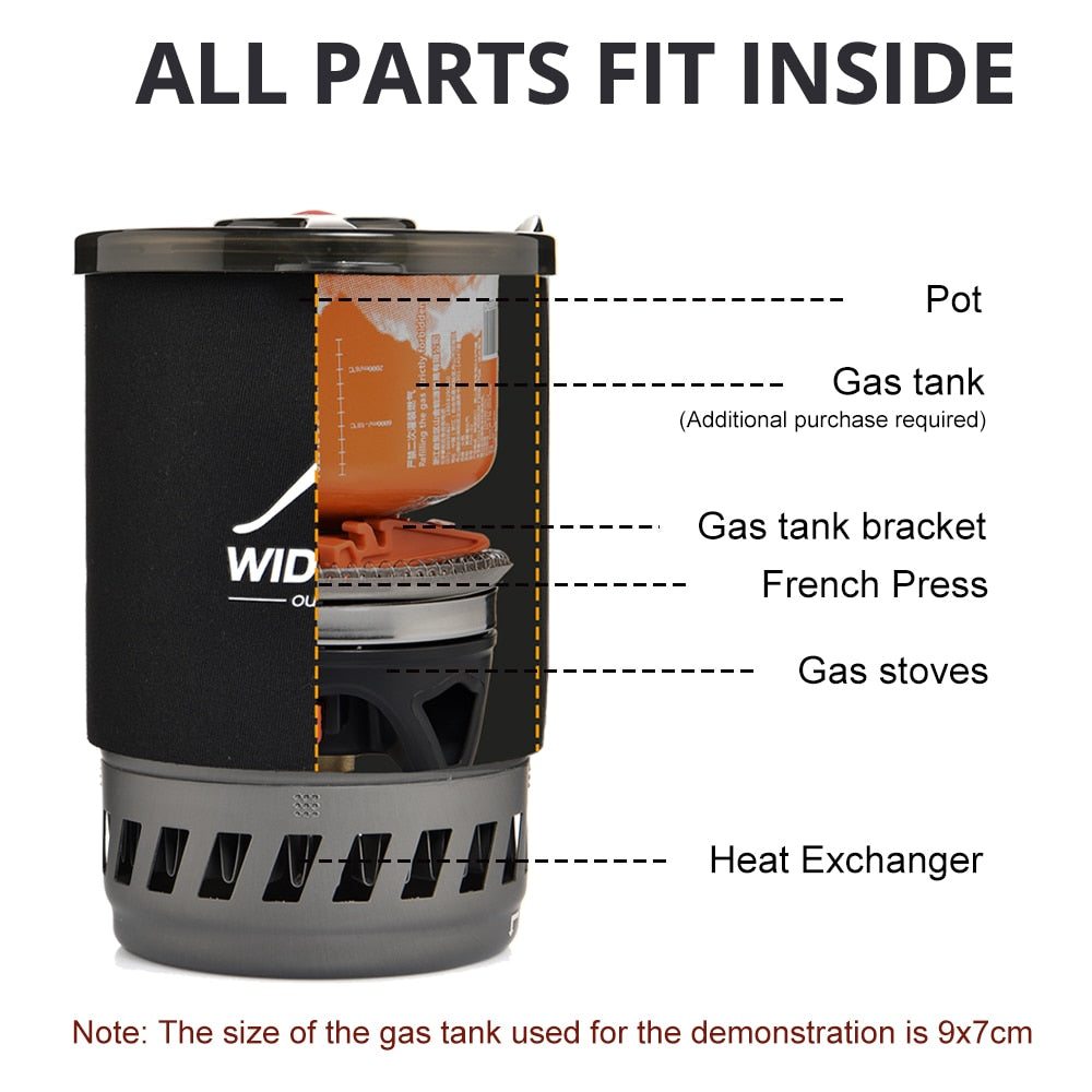 WIDESEA Outdoor Camping Gas Stove System with Heat Exchanger - Lightweight Stainless Steel for Portable Cooking