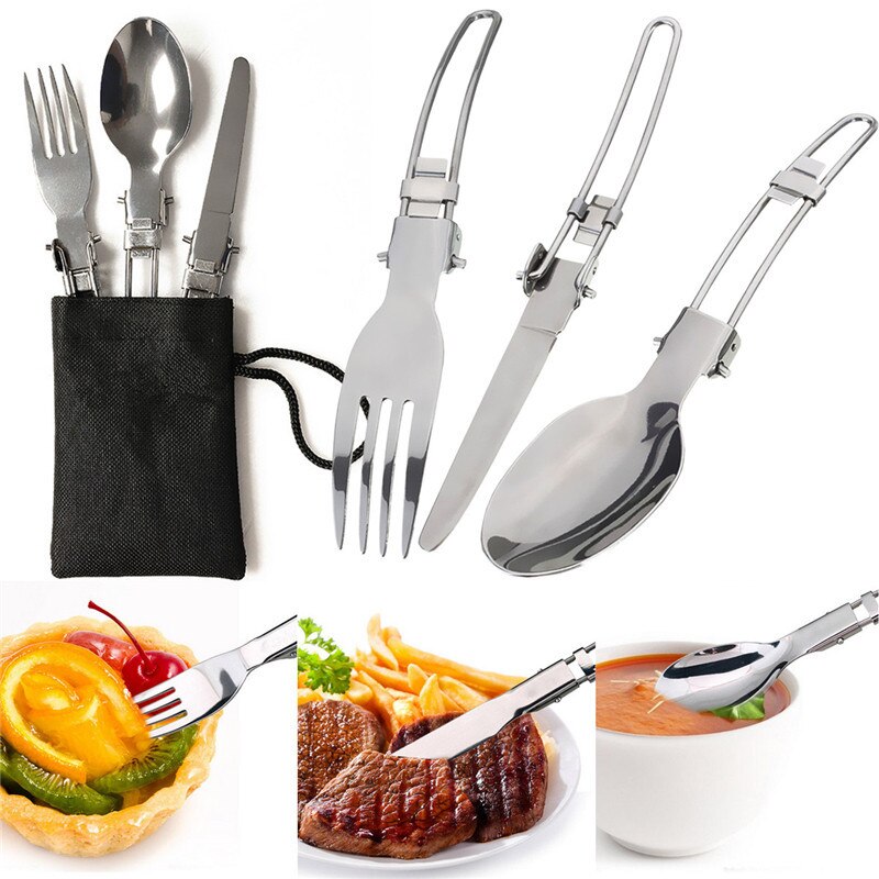 Ultralight Aluminum Camping Cookware Set with Foldable Handles and Essential Utensils for 1-2 People