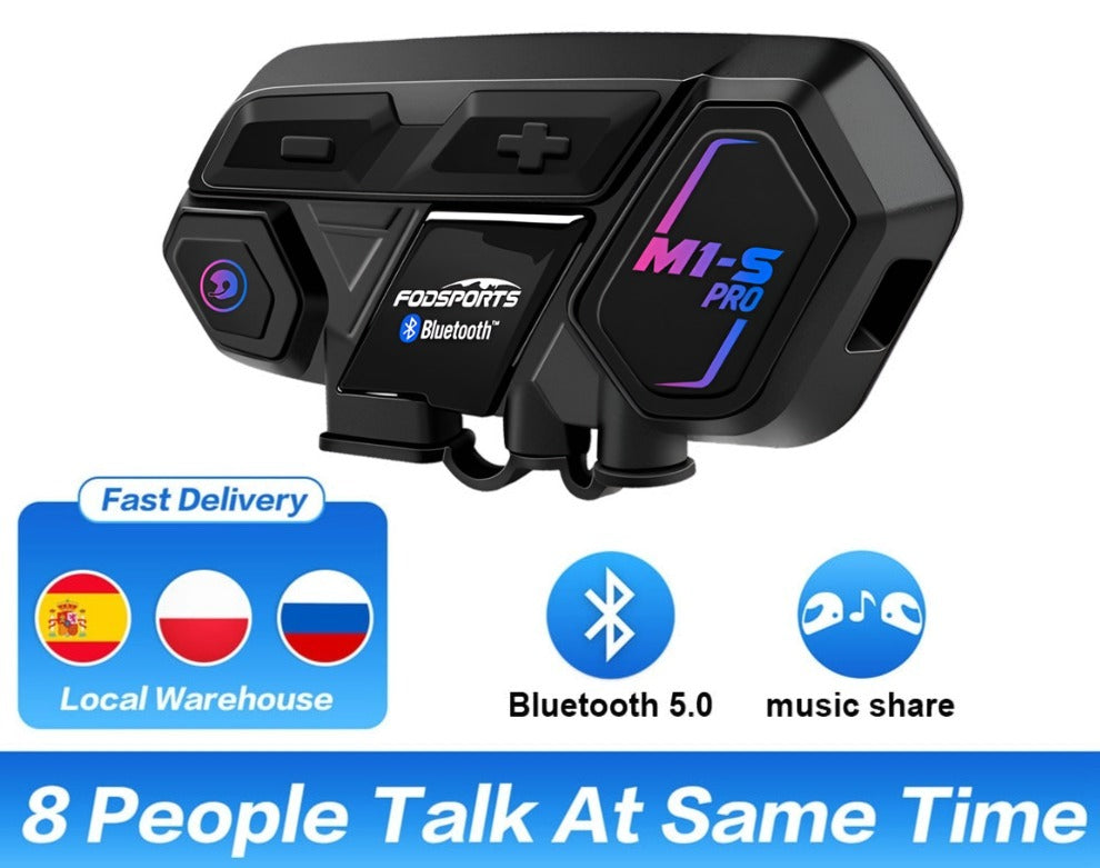 Fodsports M1-S Pro Helmet Intercom Bluetooth Headset with Noise Reduction - Waterproof Wireless Motorcycle Headset
