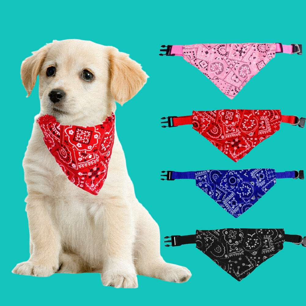 Floral Print Adjustable Pet Collar Bandana Scarf - Stylish and Durable Accessory for Pets