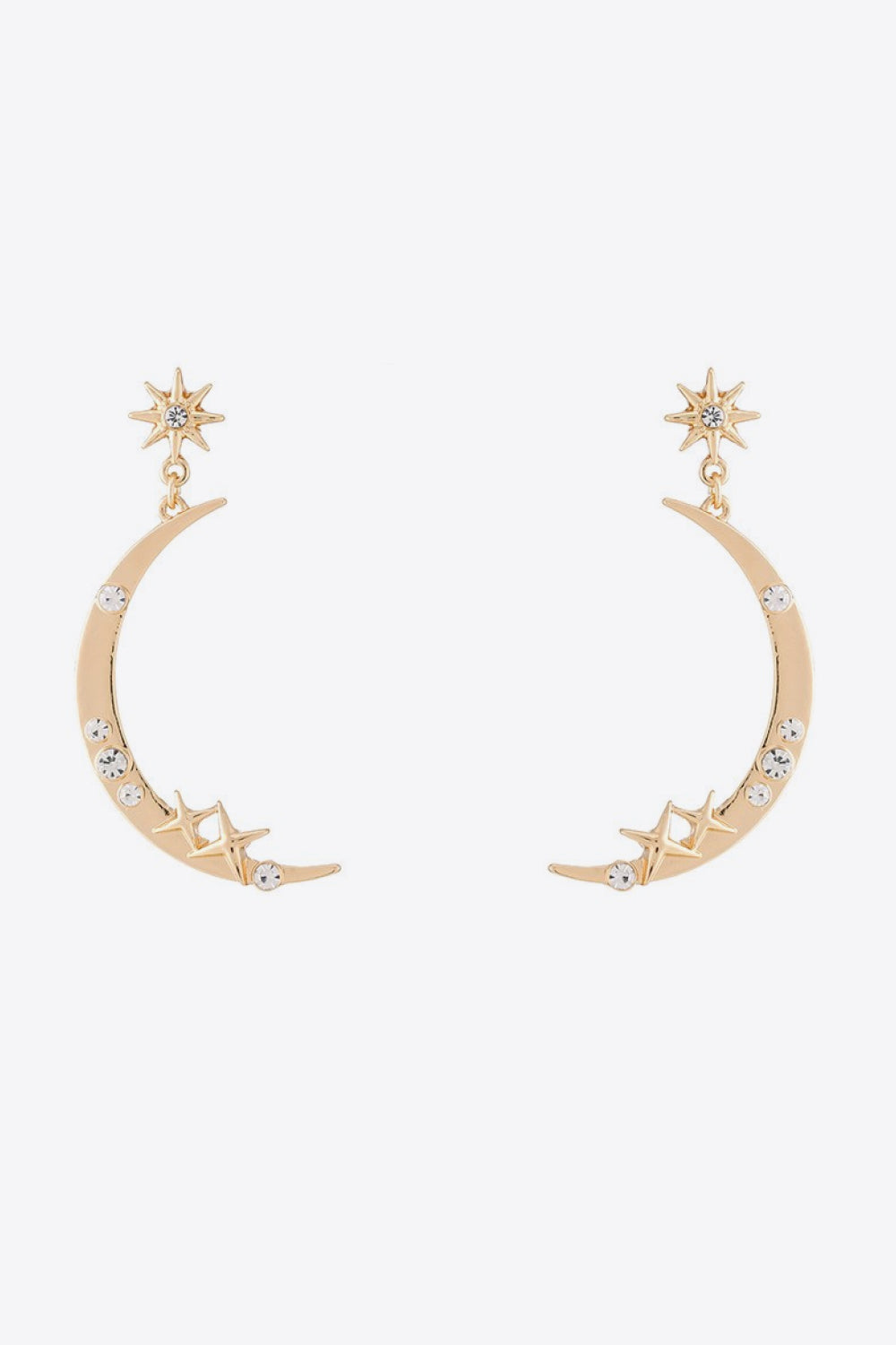 Zircon Star and Moon Alloy Earrings - Minimalistic Jewelry for Women