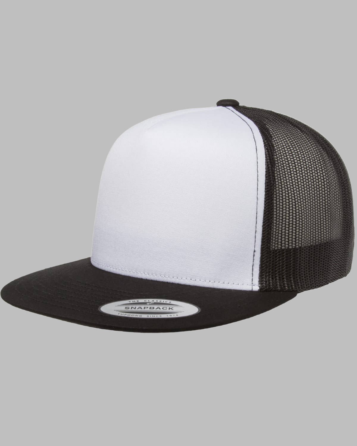 Vintage Trucker Hat with White Front Panel and Mesh Back - Adult Classic Cap with Polyester Blend