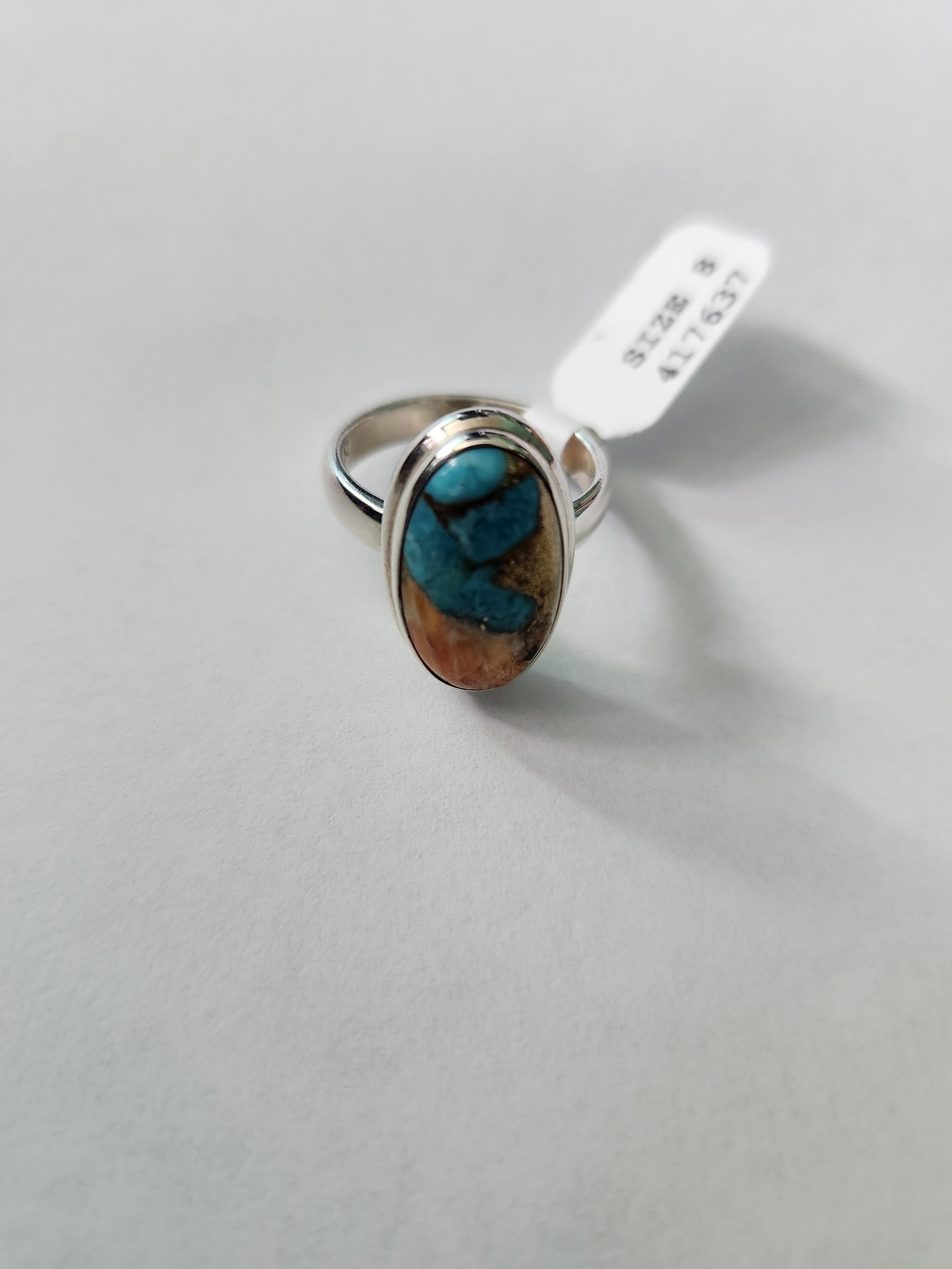 Handmade Sterling Silver Ring with Spiny Oyster Arizona Turquoise - Unique and Spiritual Jewelry for Women