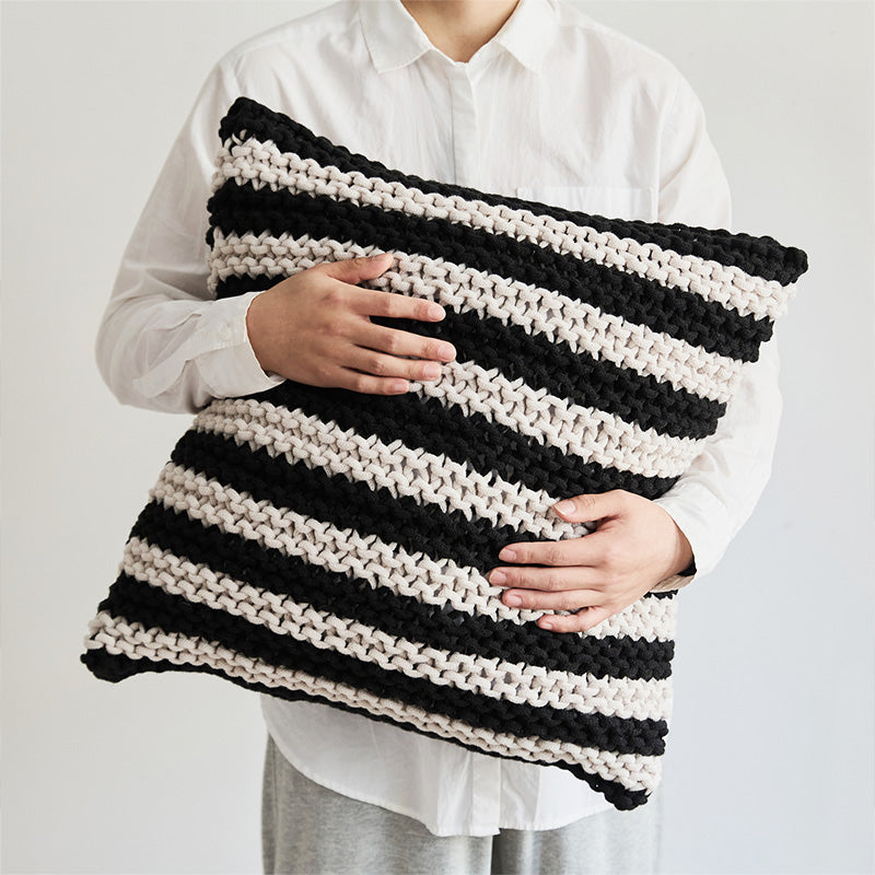Knitted Black White Pillow