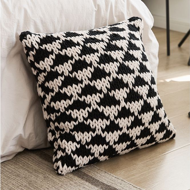 Knitted Black White Pillow