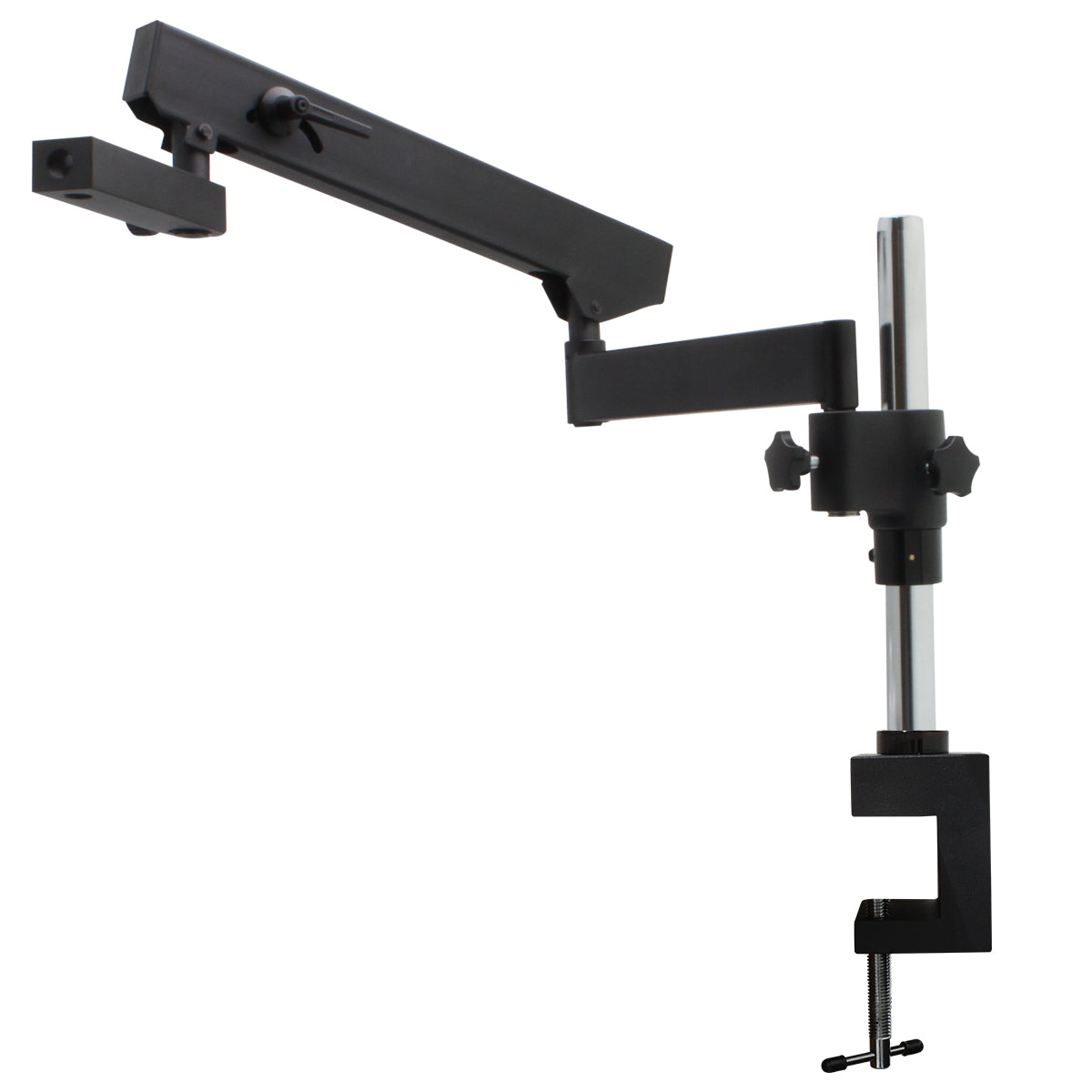 SPZV-50 Stereo Zoom Microscope [6.7x - 50x] on Articulating Arm Stand with Integrated Ring Light