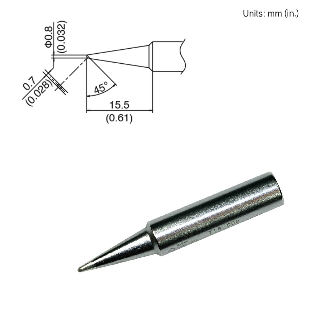 Hakko T18-C08 Bevel Tip Soldering Tip