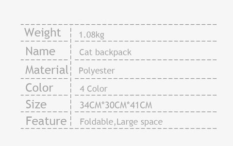 Cat Carrier Backpack Breathable Travel Outdoor 4 Color Foldable Pet Supplies