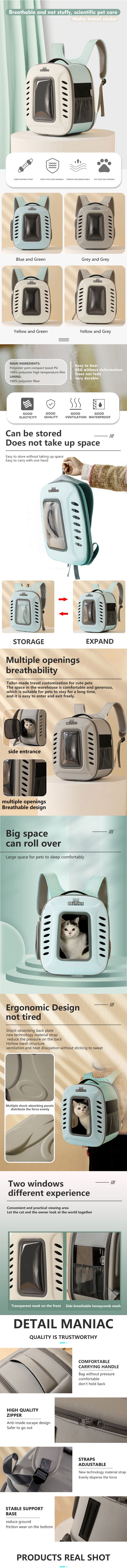 Cat Carrier Backpack Breathable Travel Outdoor 4 Color Foldable Pet Supplies